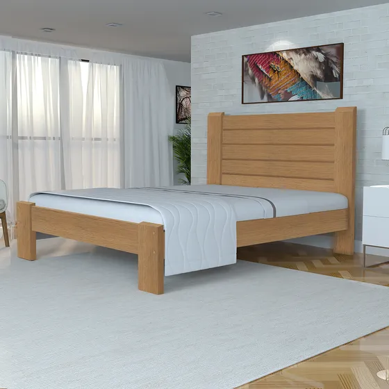 Cama King Size Milano De Madeira Maciça Cedro Tauari Imbuia