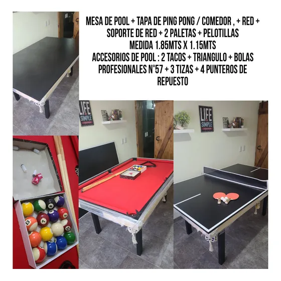 Mesa De Pool + Pinpong + Comedor