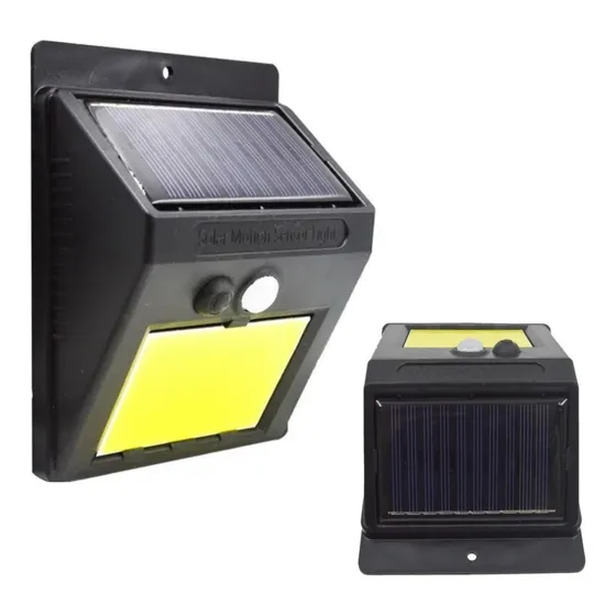 Lámpara de pared solar LED con sensor de presencia nocturna, color negro