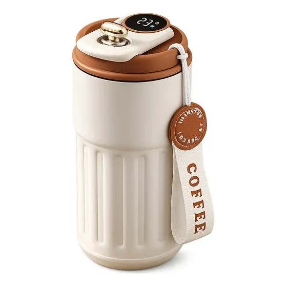 Copo Térmico Inox Garrafa Café Com Display Digital Temperatura Para Quente E Frio