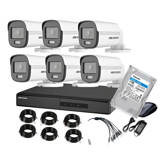 Cctv Kit Pro Hikvision Dvr 8 + 6cam 2mp Colorvu Lite + 1tb