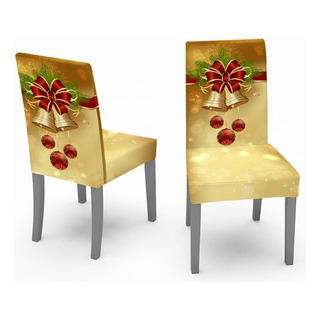 Exquisita Funda De Silla Campana Dorada Navideña Exquisita Funda De Silla Campana Dorada Navideña