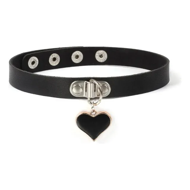 Choker Gargantilla Collar Cuero Corazon Aesthetic Punk Gotic