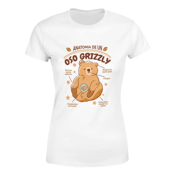 Polera Mujer Anatomia De Un Oso Grizzly