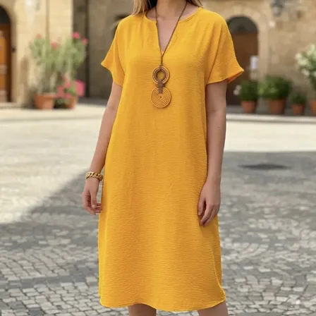 Vestido Larguinho Soltinho Mide Longuete Com Manga Rodado