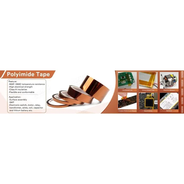 Kapton Tape Alta Temperaturas  10 Mm X 36 Metros, 10 Piezas 
