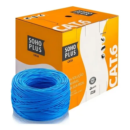Caixa Cabo De Rede Soho Plus Furukawa 305 M Cat6 100% Cobre Cor Azul Galpão12 4.
