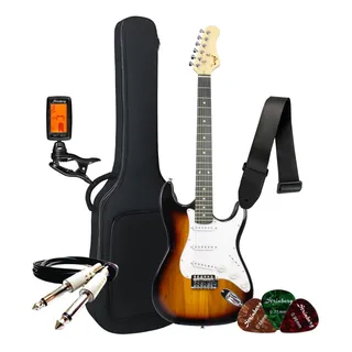 Kit Guitarra Stratocaster Iniciante Estudante Acessórios Cor Sunburst Orientação Da Mão Destro Bravo Beg100 Kit Guitarra Stratocaster Iniciante Estudante Acessórios Cor Sunburst Orientação Da Mão Destro Bravo Beg100