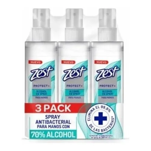 Zest alcohol spray fragancia con dosificador 300 ml pack x 3
