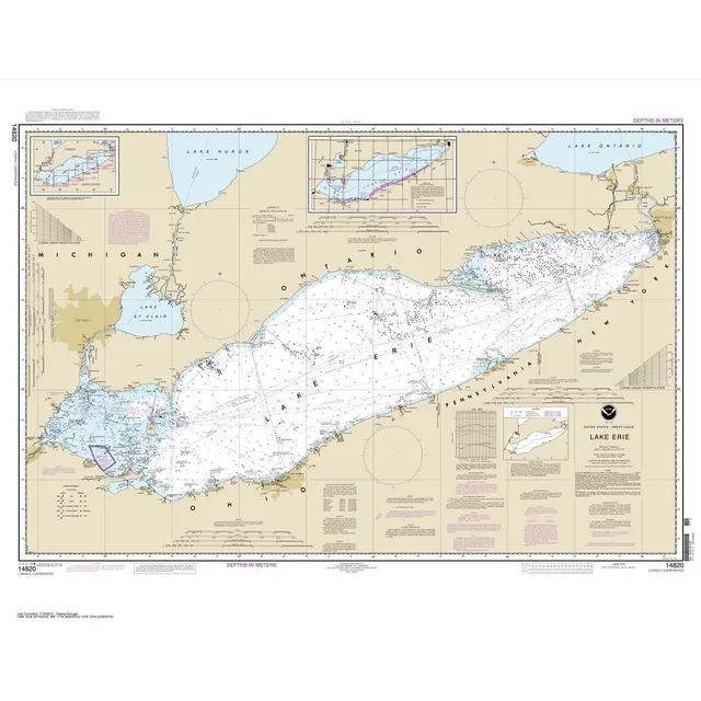 Noaa Grafico Lago Erie Papel Tadicional