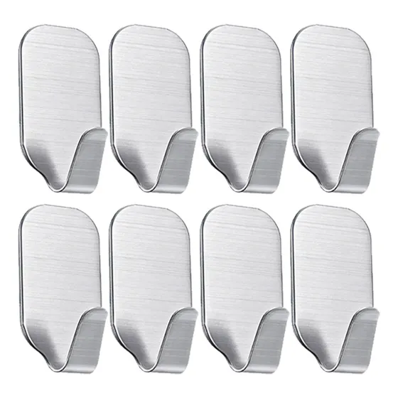 Kit De 8 Ganchos Gadnic Autoadhesivos Acero Inoxidable Impermeables