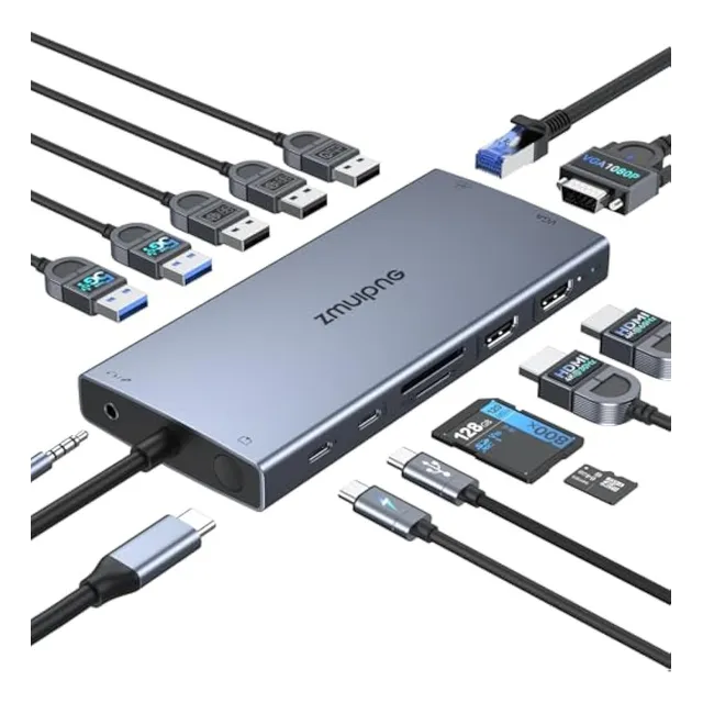 Estación De Acoplamiento Usb C Monitor Dual 15 En