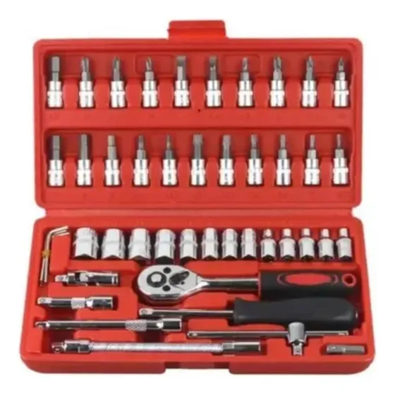 Juego Set Rachet 1/4 Dados Milímetros Destornillador 46 Pzs