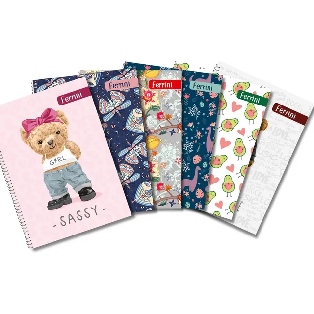 Cuaderno Profesional A4 Libreta 100h Espiral Ferrini 6-pack Color Raya - Femenino