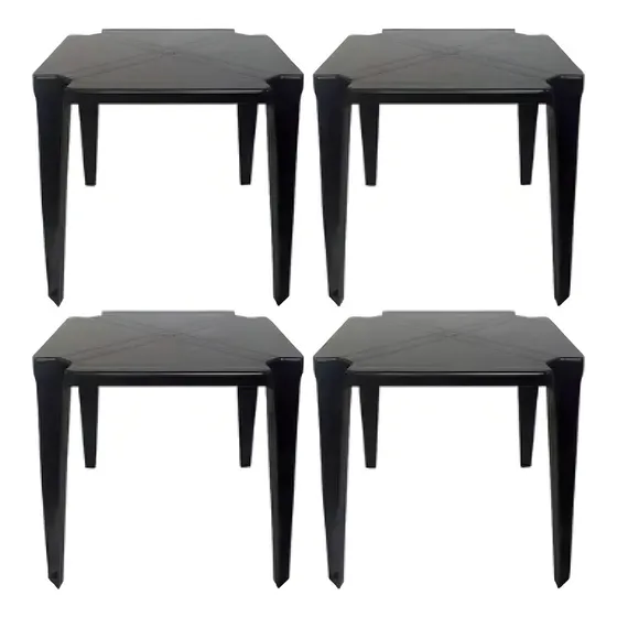 Kit 4 Mesas De Plástico Multiuso Reforçada Varanda Alpendre Sacada Churrasco Cor Preto Ps Móveis