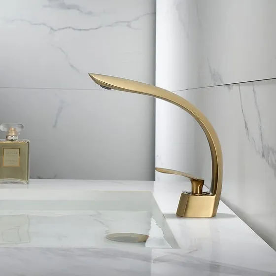 Grifo Lavabo Para Baño Dorado Caliente Frio Mezclador Laton