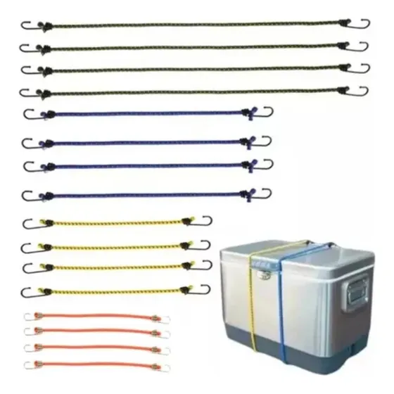 16 Tensor Liga Elástica Alta Resistencia Con Ganchos Para Carga Cuerda De Sujeción, Bandas Elásticas Para Outdoor, Amarre De Equipaje, Cuerda Para Tiendas Y Camping, Cuerda Elástica Para Moto