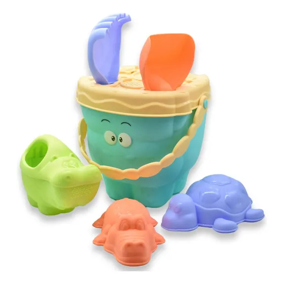 Set De Juguetes Para Playa Balde Palas Moldes Colores Pastel
