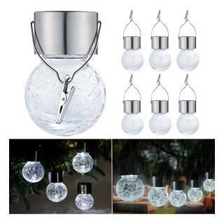 6 Luces Led De Navidenas Solares Esférica De Cristal Crackle 6 Luces Led De Navidenas Solares Esférica De Cristal Crackle