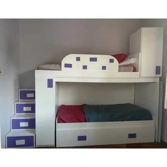 Cama Tricama Genérica 1 Plaza Con Cajones Y Escalera