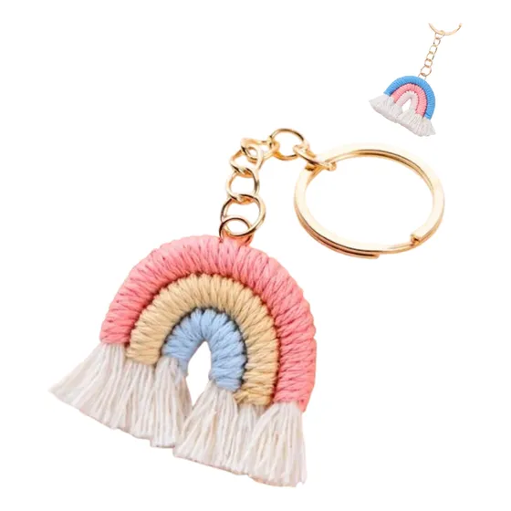 Llaveros Arcoiris Macrame, Llaveros De Recuerdo (10 Pzs)
