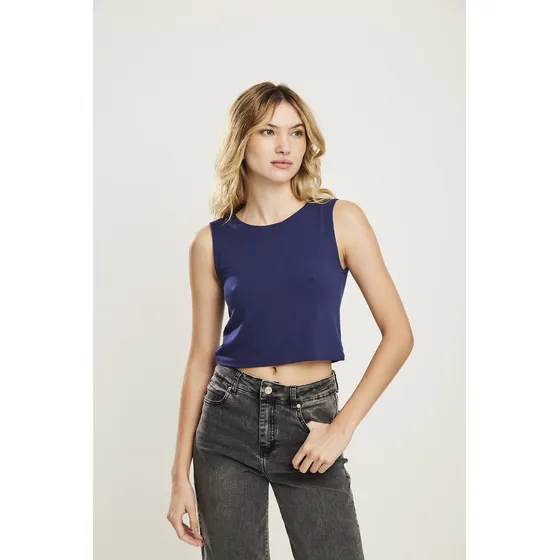Top Musculosa De Viscosa Elastano Midnight Blue  Koxis Mujer