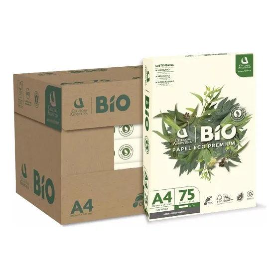 Kit 5 Resmas A4 Bio Eco Premium 500 Hojas 75gr Papel Natural