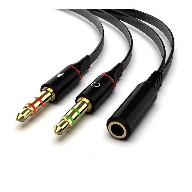 Adaptador  Audífono + Micrófono 1 A 2, 3.5mm 
