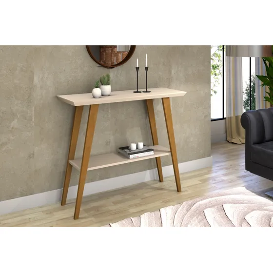 Aparador Retro Pés Madeira P/ Sala Café Recepção Envio Já Off White/madeira