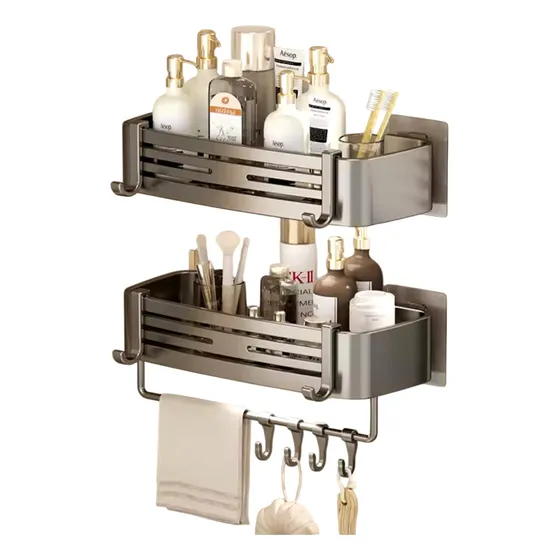 Organizador Ducha Adhesivo Estante Baño Inoxidable Doble