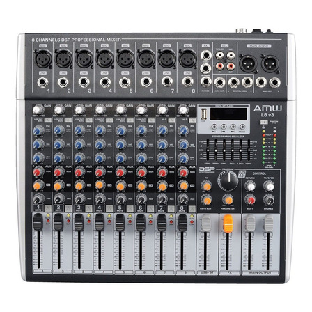 Mesa De Som Amw L8 Com 8 Canais De Entrada Xlr Player Reverb Efx Auxiliar Interface Usb Gravador Mesa De Som Amw L8 Com 8 Canais De Entrada Xlr Player Reverb Efx Auxiliar Interface Usb Gravador