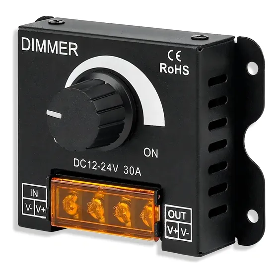 Controlador Dimmer Para Fita Led 12v E 24v 30a Cor Preto 127/220v