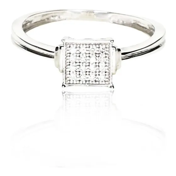 Anillo Roseta Square 16 Diamantes Oro 18k. - Arrighi Joyas