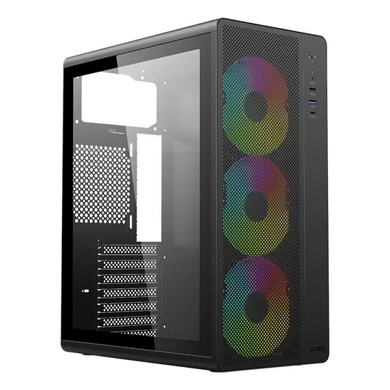 Gabinete Media Torre Essen Pro X Gm767 Panel Izq Cristal Color Negro