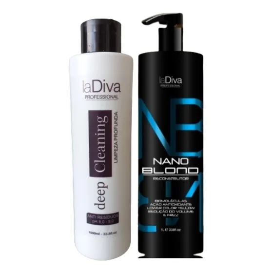 Kit Progressiva La Diva Nano Blond Shampoo+ Ativo 1 L
