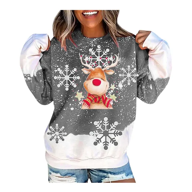 Sudadera Navideña Gran Tamaño Para Mujer Blusa Manga Larga
