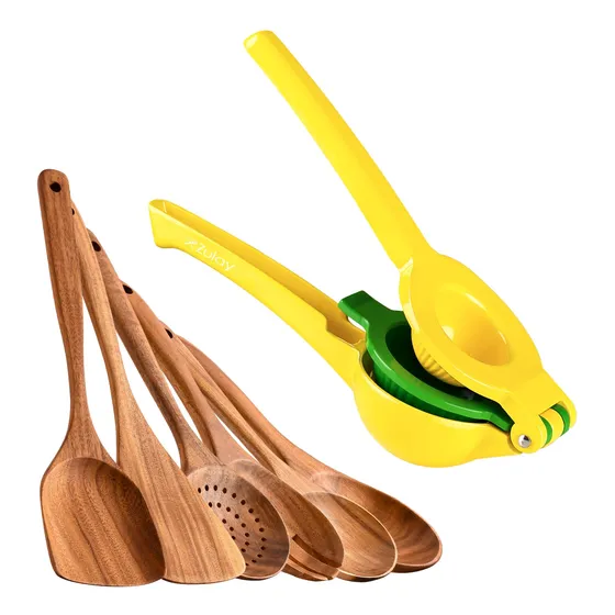 Exprimidor Limon Lima 2 1 Metal Mano 6 Cuchara Madera Para