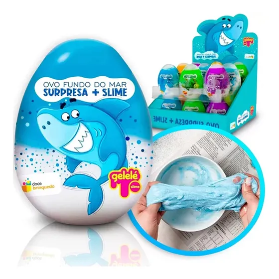 Kit 3 Brinquedo Ovo Surpresa Fundo Do Mar Slime Gelelé