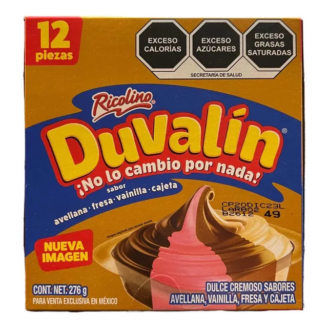 Duvalin 4 Sabores Avellana Fresa Vainilla Cajeta 12pzs