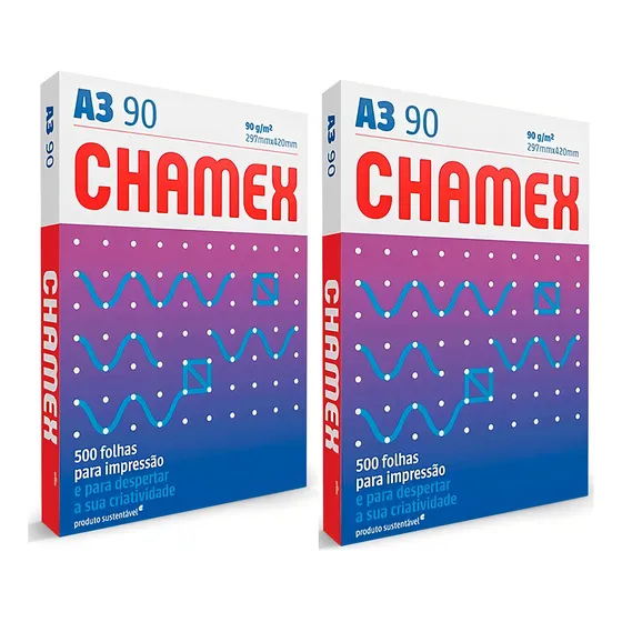 Papel Sulfite A3 90g 297x420 Com 1000 Folhas Super - Chamex