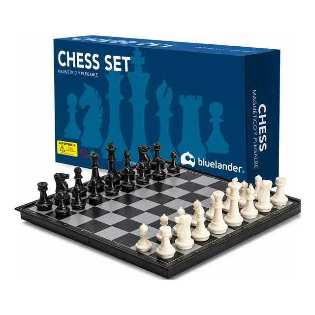 Bluelander Ajedrez Magnético Profesional Plegable Tablero De Ajedrez Portátil Juego De Mesa Estrategia Blanco Negro