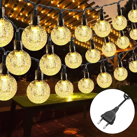 15m 60leds Fio Fada Cordão Luz Bolinha Cristal Bola Decoraçã