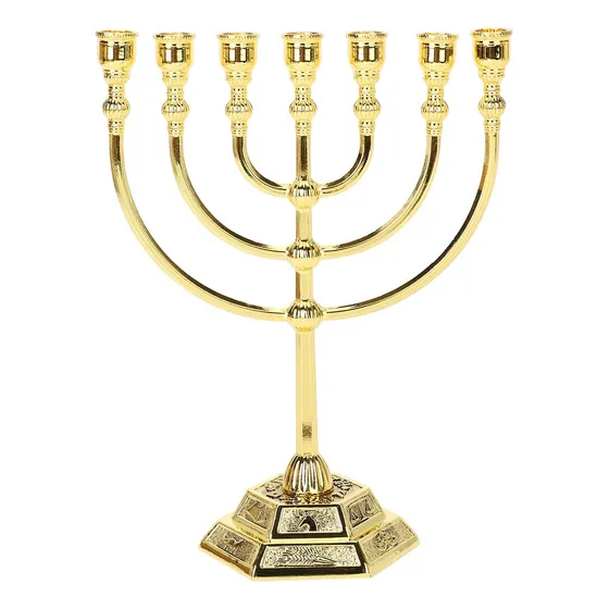 Candelabro Menorah Brtagg 7 Ramas 12 Tribus Dorado