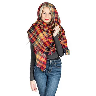 Chal De Cuadro Suave Para Mujer, Bufanda Linda Y Abrigada Chal De Cuadro Suave Para Mujer, Bufanda Linda Y Abrigada