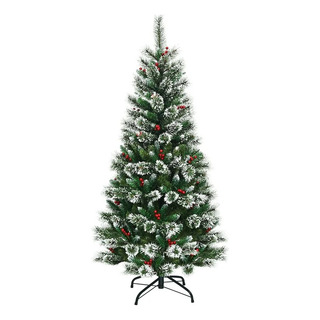 Arbol De Navidad Escarchado Con Adornos De Frutos Y Piñas Arbol De Navidad Escarchado Con Adornos De Frutos Y Piñas