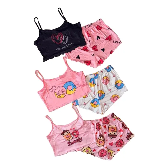 Pijama Babydoll Para Dama Set Short + Franela