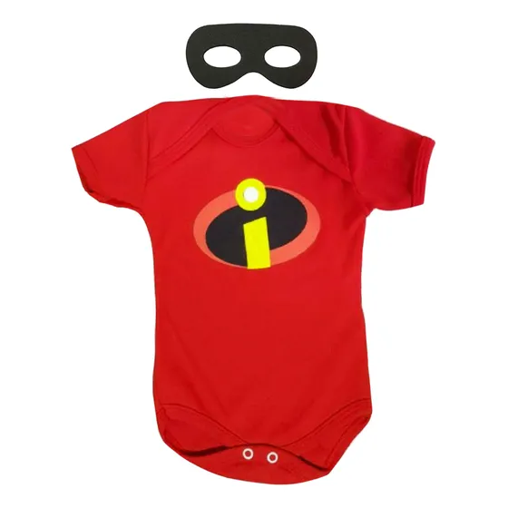 Body Bebê Mesversário Menino Super Herói + Máscara - Escolha