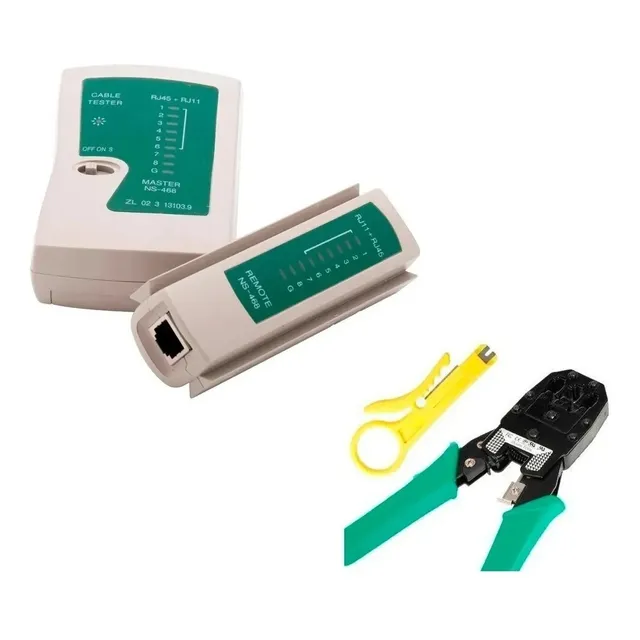 Combo Crimpeadora + Pelacable + Tester De Red Utp Rj45 