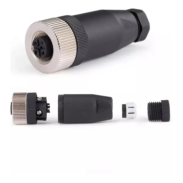 Conector M12 De 4 Pines Angulo Recto Macho Hembra Enchufe