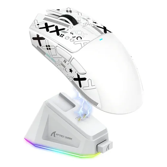 Ratón Inalámbrico Gamer Magic-Refiner Attack Shark X11 Blanco RGB 22000 DPI